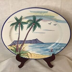 Beautiful Piece of Vintage 90's Hawaiian Tropical Clay Serving Platter.